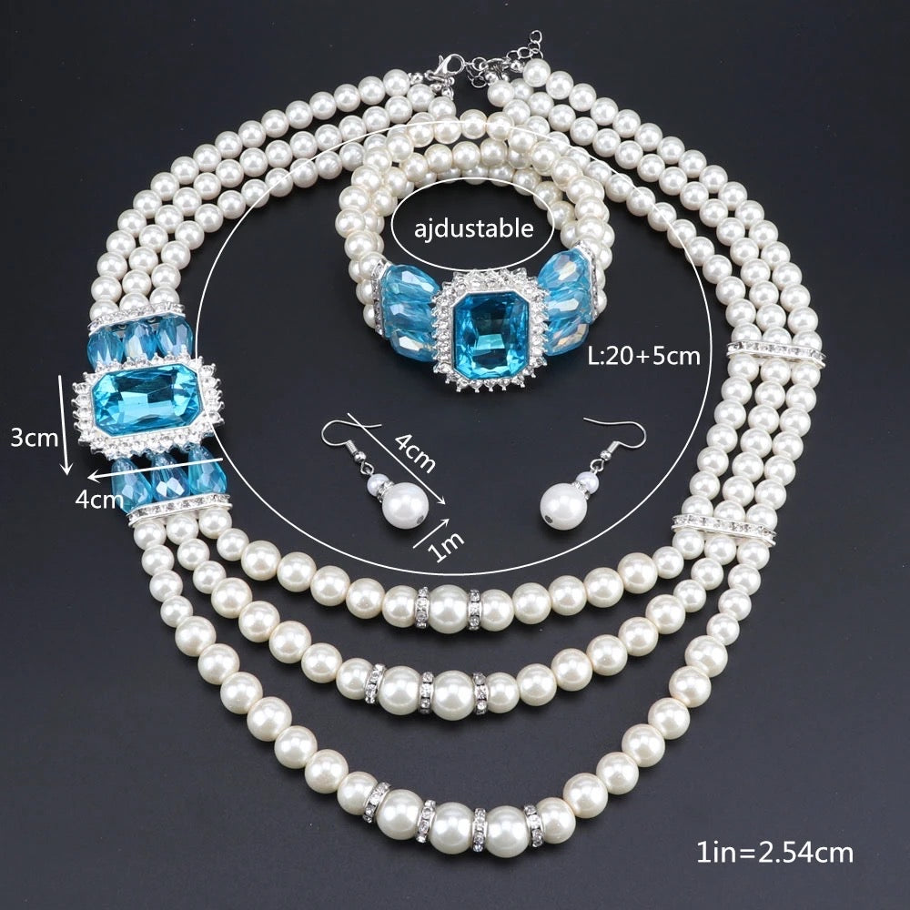Tehuti Hemeralds Pearls Jewelery Set