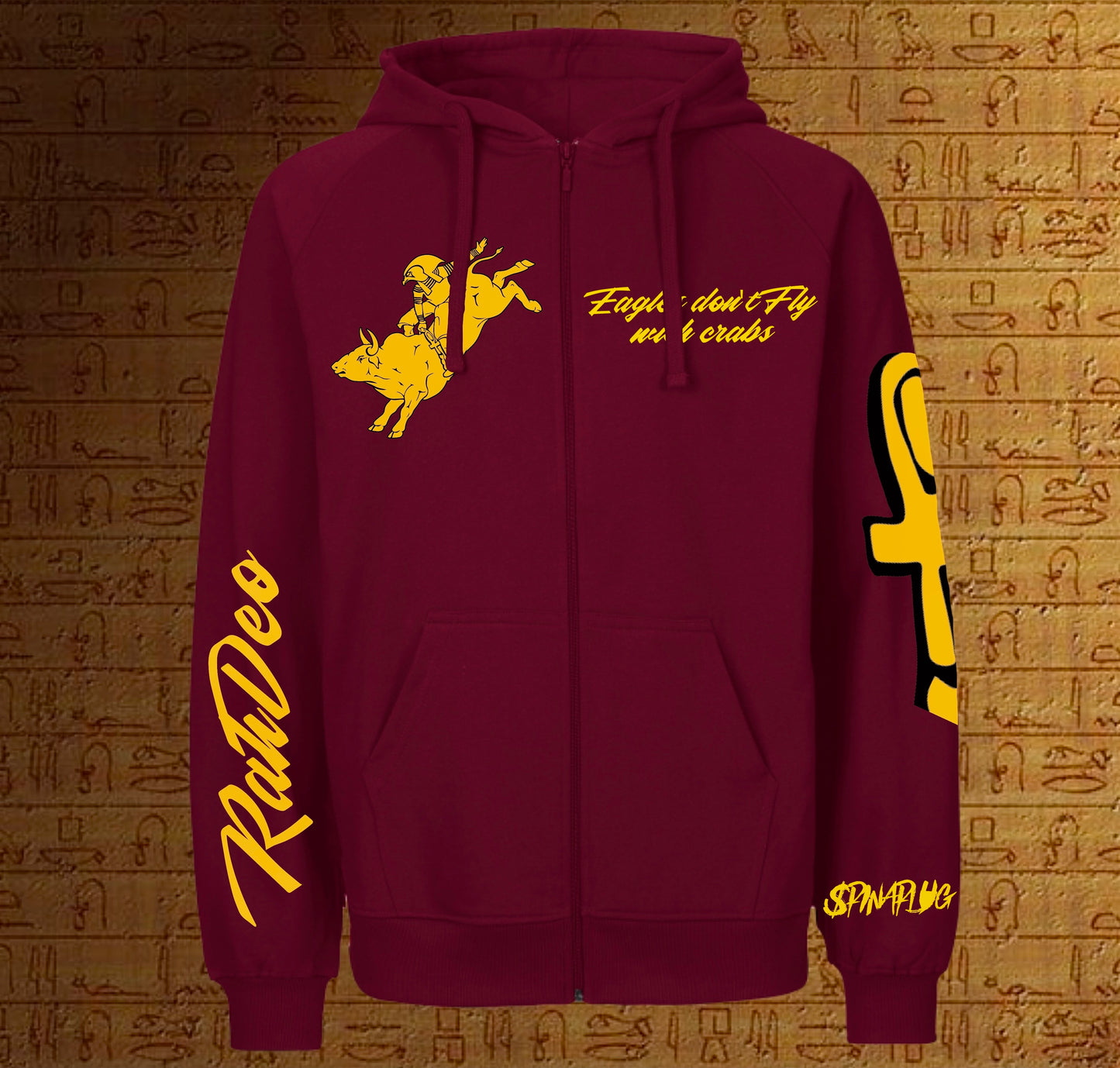Wine Bordeaux Hoodie Zip Eagles don't Fly with crabs RahDeo