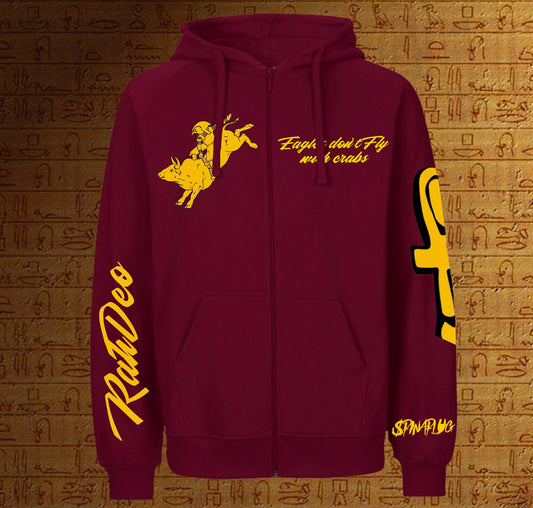 Wine Bordeaux Hoodie Zip Eagles don't Fly with crabs RahDeo
